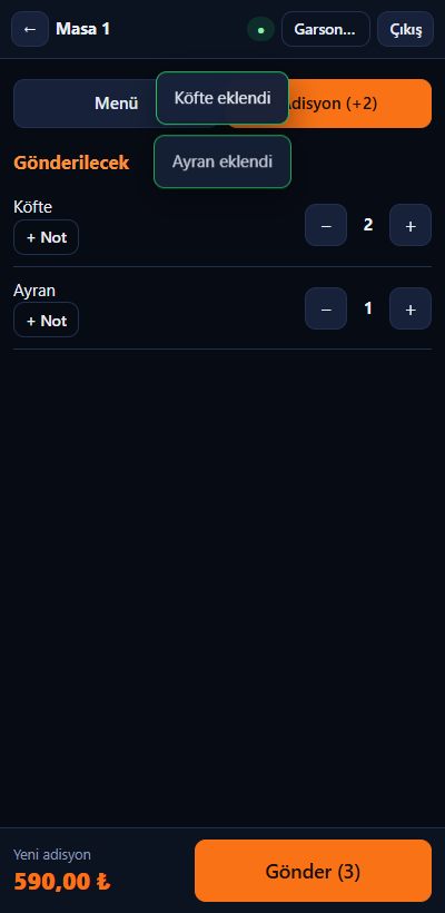 Garson telefonunda adisyon